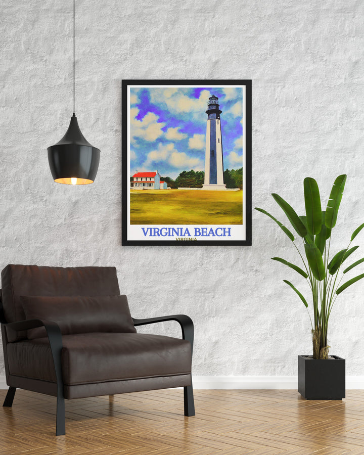 Beautiful Virginia Beach photo print featuring Cape Henry Lighthouse in vivid colors perfect for elevating home decor and making a meaningful gift for friends and family ideal for any occasion including anniversaries birthdays and Christmas