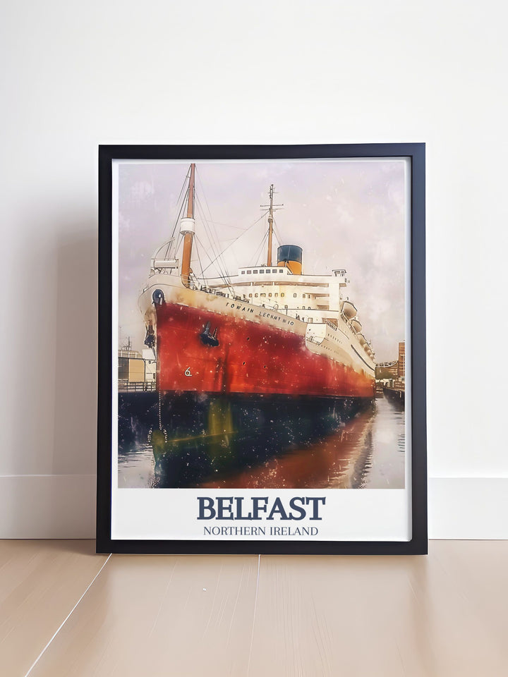 Elegant Titanic Belfast SS Nomadic prints featuring detailed depictions of Belfasts maritime history. Perfect for adding to your collection of Ireland posters and UK art, making a stylish statement in any room.