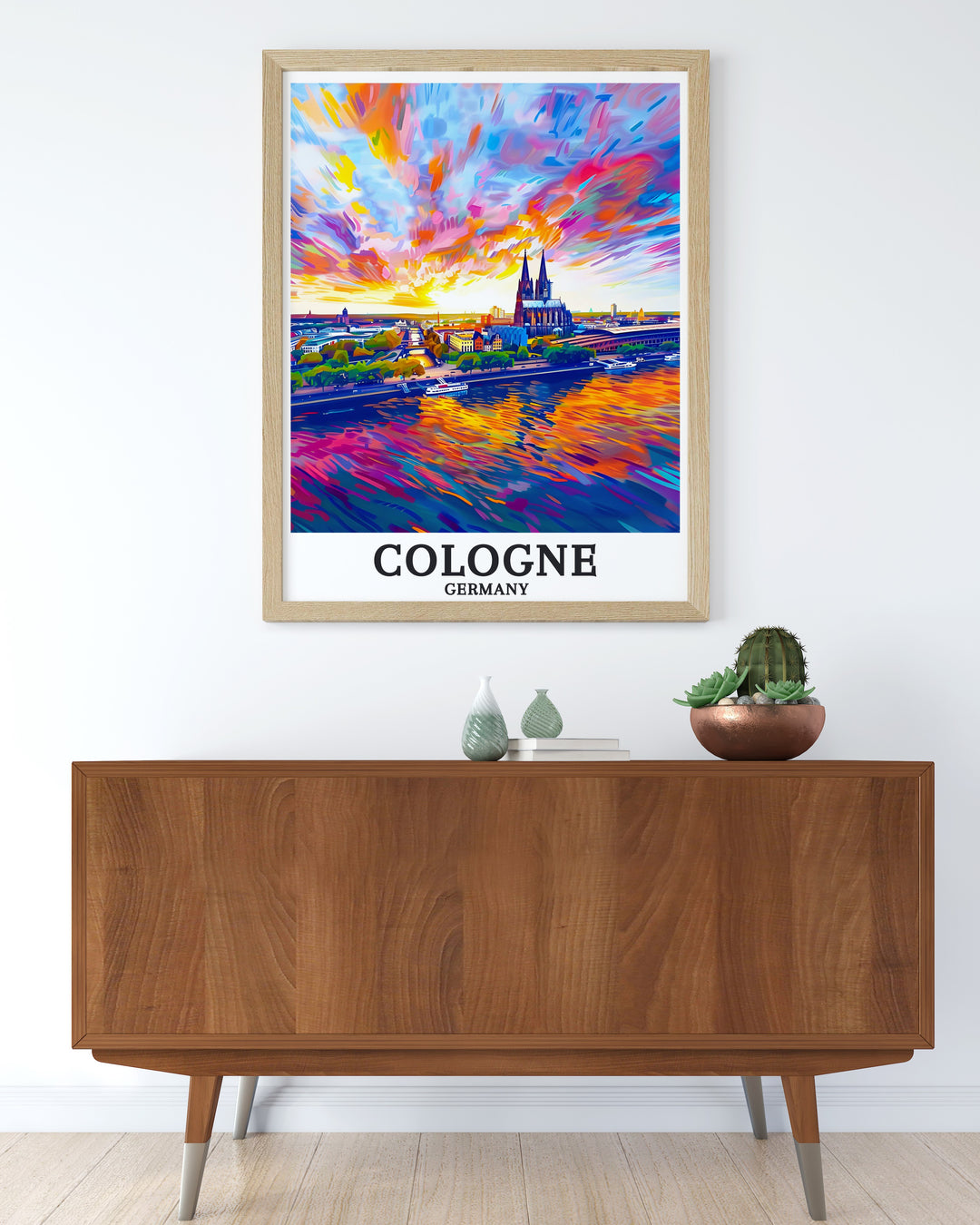 Cologne Cathedral and Rhine River elegant home decor showcasing the rich cultural heritage of Germany this art print is a must have for anyone who loves German cities pairs well with Berlin decor and Germany travel art to elevate your living space