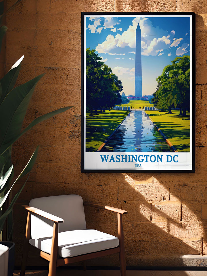 Detailed Washington DC map art featuring the Washington Monument a unique piece that combines historical significance with artistic elegance
