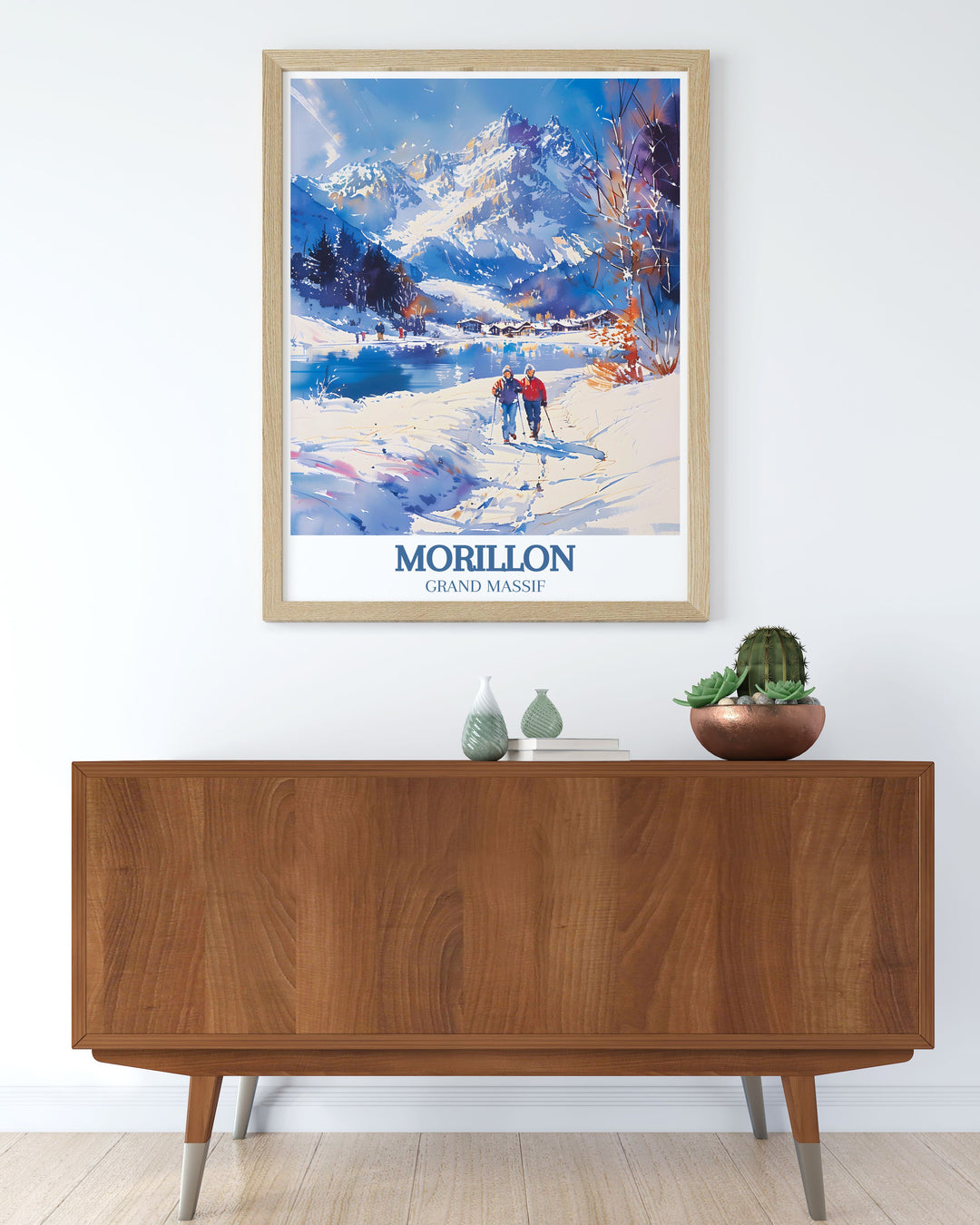 Framed print of Morillon village Le Lac Bleu a timeless piece that brings the charm of the ski resort into your living space ideal for modern art lovers