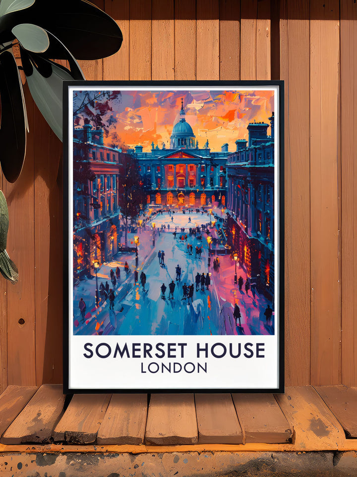 London Travel Poster featuring iconic landmarks in chic Art Deco design The Courtyard Modern Art capturing the beauty of London