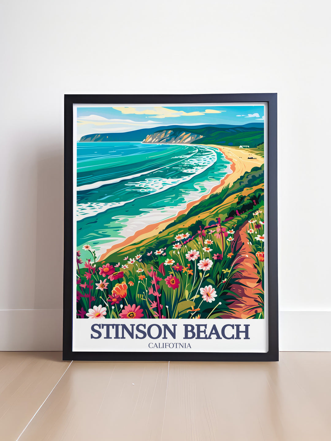 The travel poster featuring Point Reyes National Seashore highlights the unique beauty of this California coastal park. The illustration captures the scenic cliffs and pristine beaches along the Pacific Ocean, making it a perfect gift for nature and ocean lovers alike.