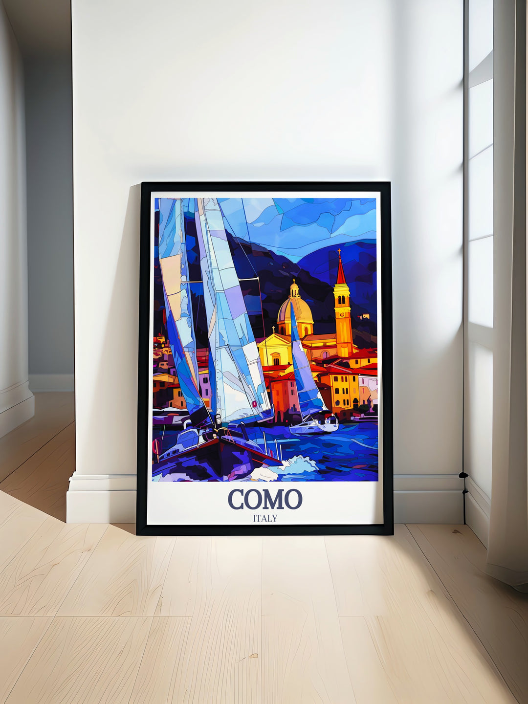 A beautiful Orient Express print featuring the Royal Scotsman train as it travels through the Scottish Highlands. Paired with Como Cathedral Lake Como art these framed prints create a timeless look for your home and celebrate classic locomotive art.