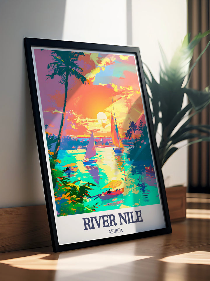 This River Nile Canvas Art showcases the river as it flows through Luxor, a city known for its historical significance and stunning landscapes. Ideal for any traveler or art enthusiast, the print brings the beauty of Egypt into your living room with timeless elegance.