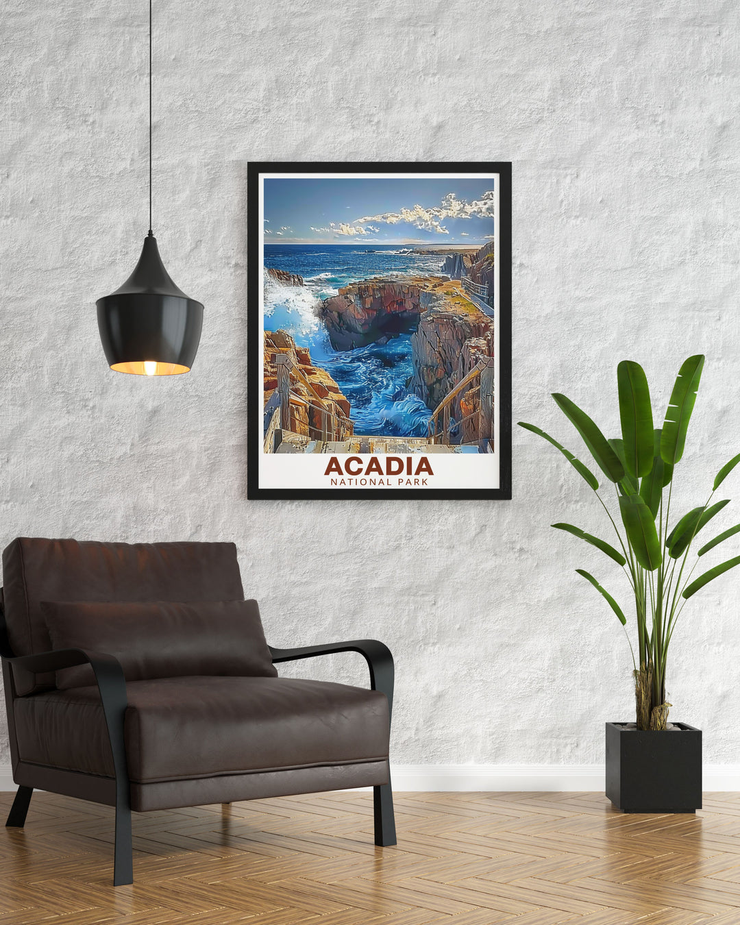 Thunder Hole modern art print from Acadia National Park designed to bring a touch of natural beauty into your living space. Perfect for anyone who loves the outdoors or national park inspired decor.