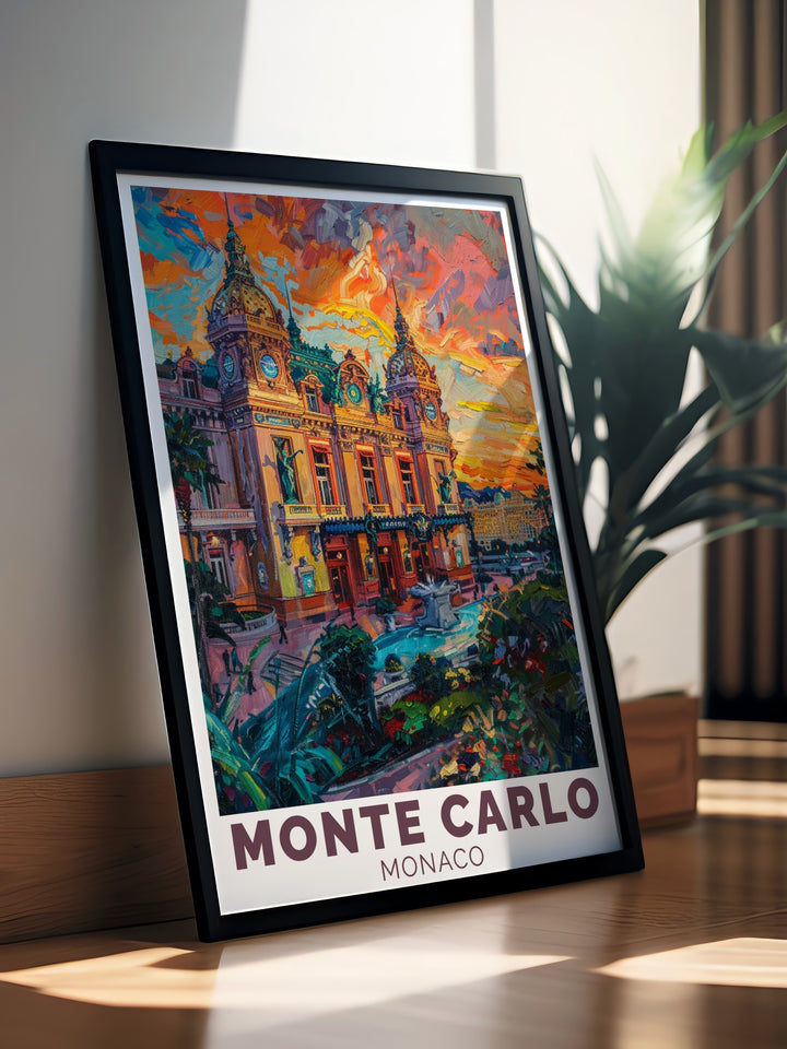 Casino de Monte Carlo Wall Art highlights the iconic beauty of Monacos famous casino, blending luxury and architectural elegance. This framed art is perfect for lovers of travel and European culture, adding sophistication to any home or office space.