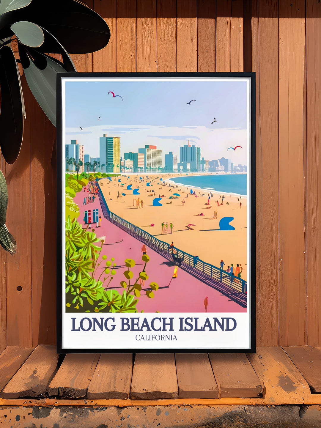 This Long Beach Island poster captures the lively atmosphere of the Long Beach Boardwalk in New Jersey. With a minimalist black and white design, it makes for a stylish addition to any home or office, adding a touch of coastal beauty.