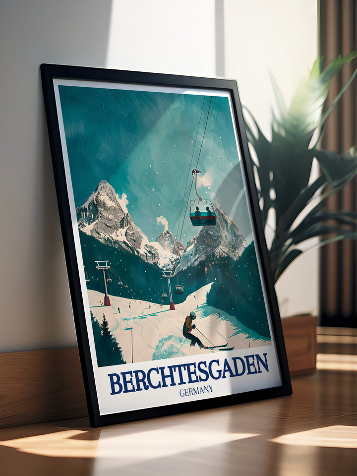 Featuring the spectacular scenery of Berchtesgaden and the peaceful surroundings of Königssee, this framed art offers a timeless addition to your collection. It captures the essence of Germanys alpine charm and makes for a wonderful gift for nature lovers.