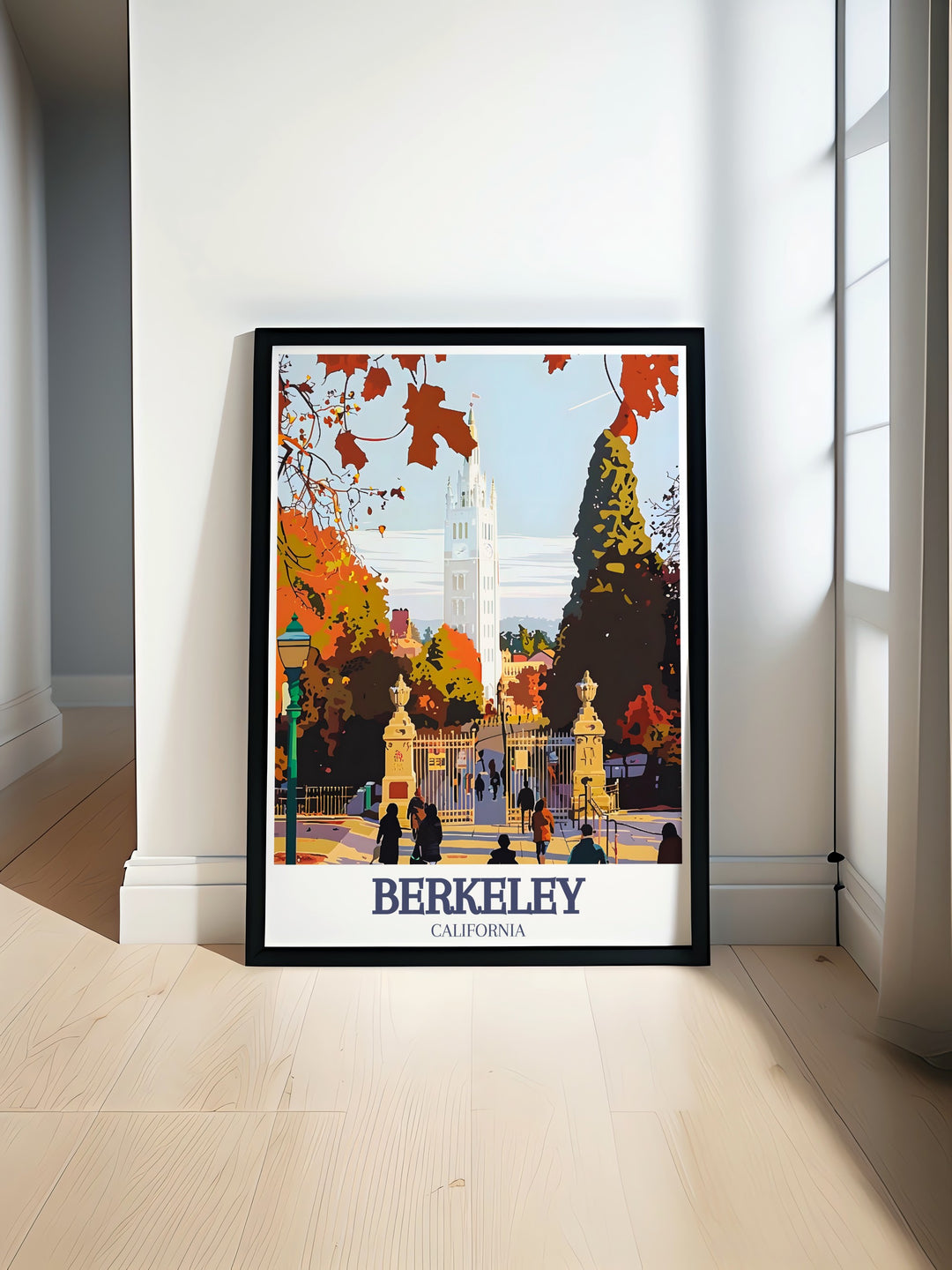 This Berkeley and San Francisco poster highlights the unique charm of both cities, featuring the Campanile in the foreground and San Franciscos skyline beyond. The bold colors and fine details of this travel print make it a standout piece for any space. Ideal for those who love the Bay Area or as a memorable gift.