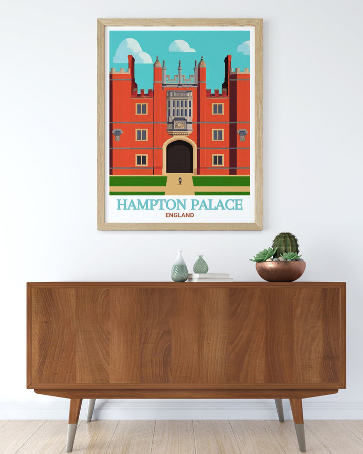 This Hampton Palace art print offers a detailed view of the palaces iconic structure, bringing the history of England into your home decor. With its vibrant colors and sharp details, this print is perfect for anyone who appreciates British heritage and the timeless elegance of royal palaces.