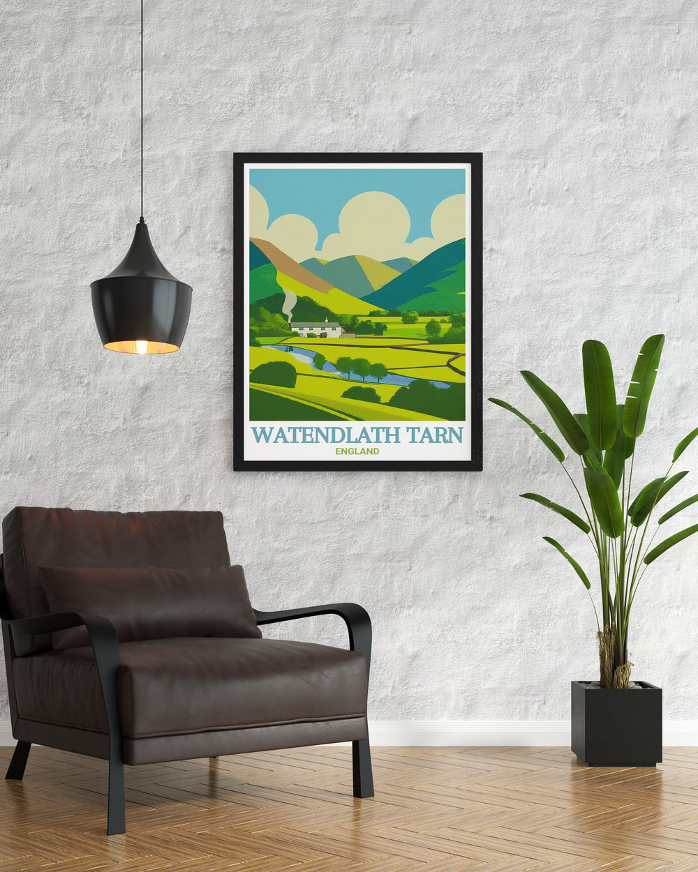 Detailed view of Borrowdale Valley in a stunning Lake District Poster Print featuring the historic Packhorse Bridge and tranquil Thirlmere perfect for elegant living room decor