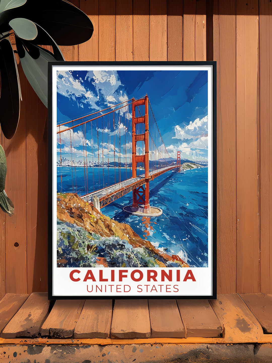 California travel wall art featuring the Golden Gate Bridge a captivating print that brings the allure of the Golden State into your home ideal for enhancing any room with a touch of adventure and elegance perfect for gifts and personal collections