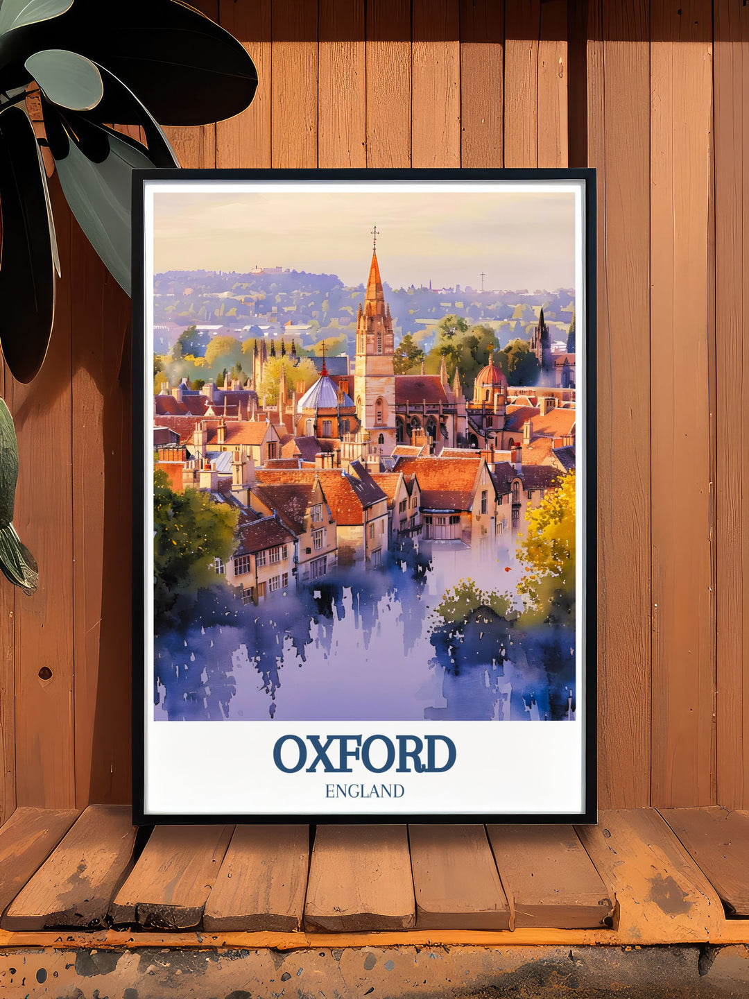 Detailed Oxford wall art print with All Saints Church and Lincoln College perfect for adding British charm to any living room or bedroom decor