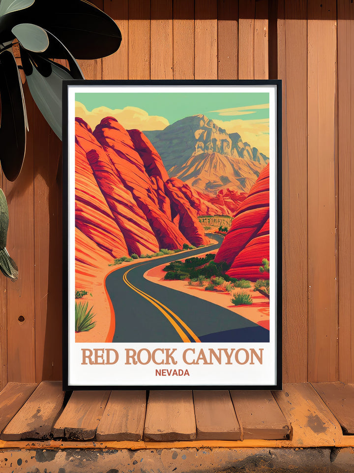 Scenic Drive wall art and Red Rock Canyon modern decor highlighting the rugged landscapes of Nevada designed to elevate your living space with stunning colors and textures inspired by nature.