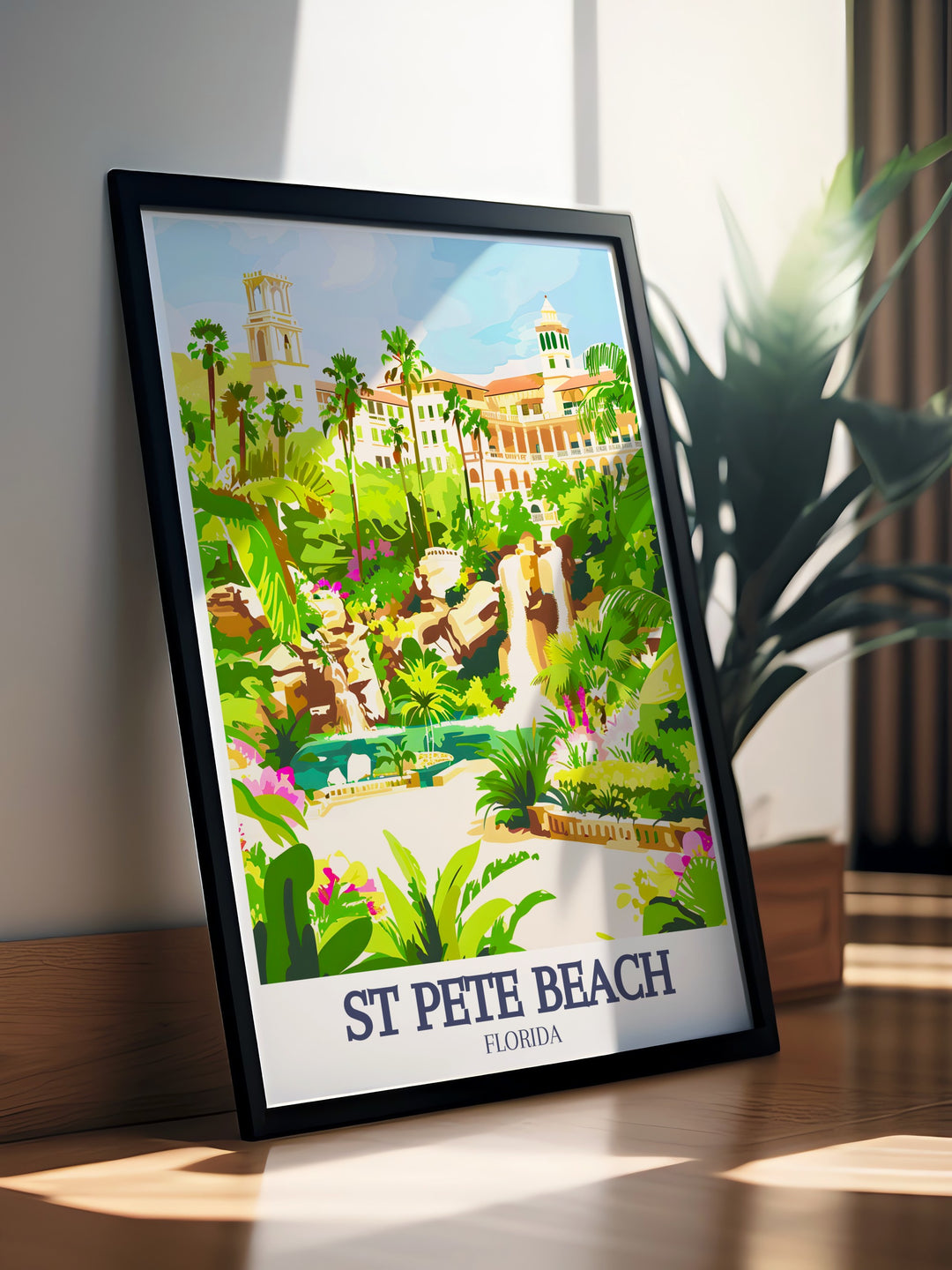 Captivating St Pete Beach artwork showcasing the serene St Pete shoreline and Saint Pete Beach Hotels perfect for creating a tranquil atmosphere in your living space with beautiful Florida wall art