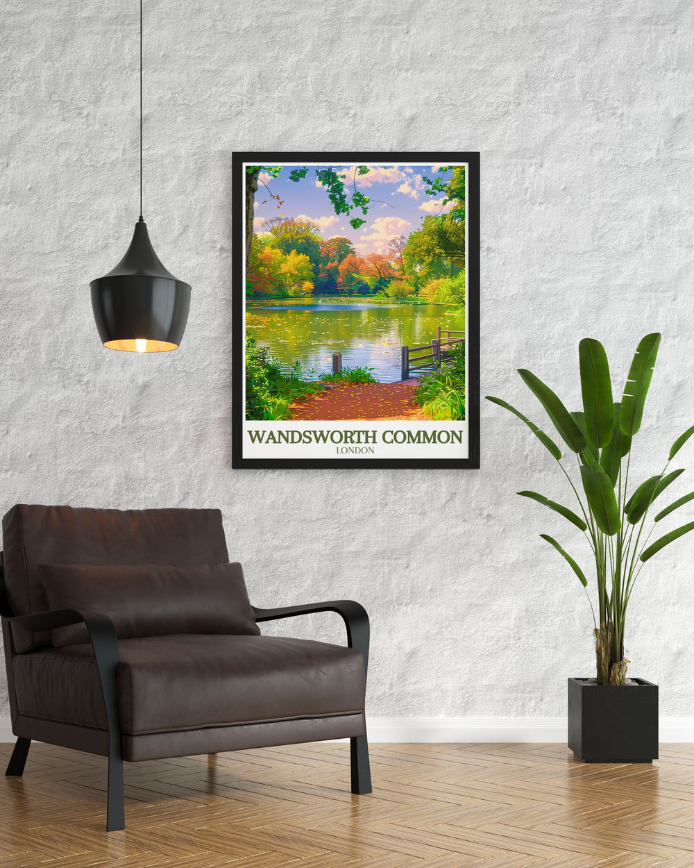 Capture the charm of Wandsworth Common with this retro railway print. This poster highlights the serene landscapes and historical landmarks of Wandsworth Park, making it a great addition to any collection of South London art.