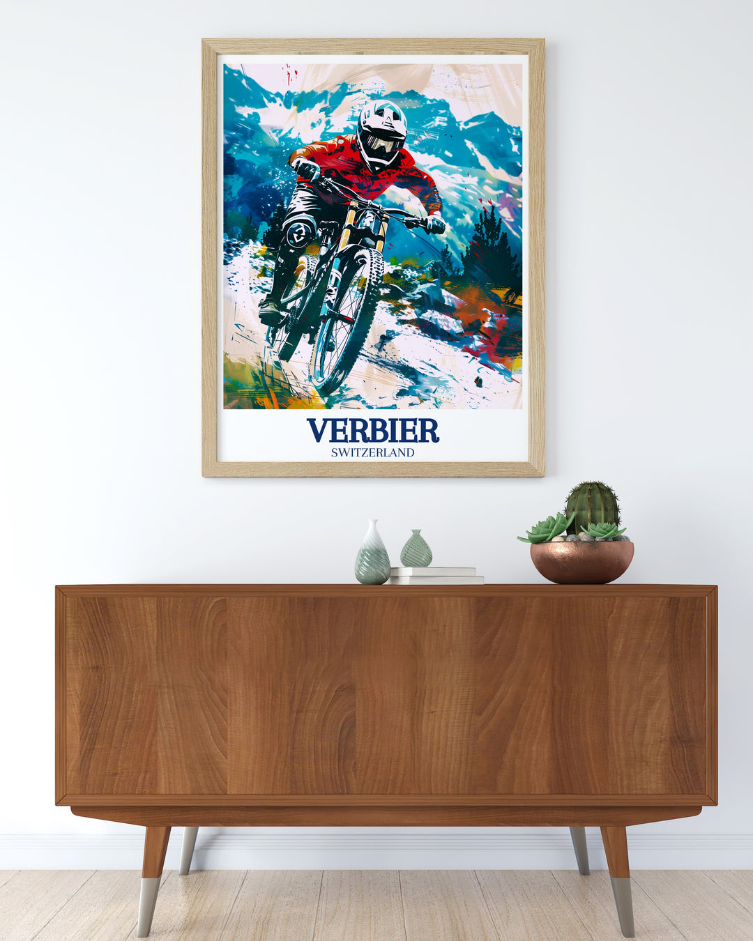 MTB Verbier vintage poster celebrates the dynamic world of mountain biking in Switzerland. With detailed artwork of the trails and alpine landscape, this print brings the excitement of Verbiers outdoor sports to life, making it an ideal addition to any adventure lovers wall décor.