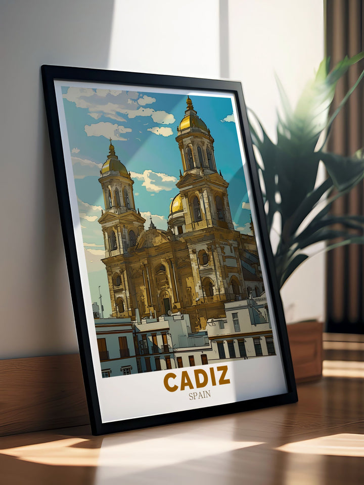 Enhance your living room with Cadiz Cathedral stunning prints. This Spain wall art features the iconic Cadiz Cathedral, providing a sophisticated touch to your decor. Perfect for art lovers, this piece brings a bit of Spanish charm into your home.