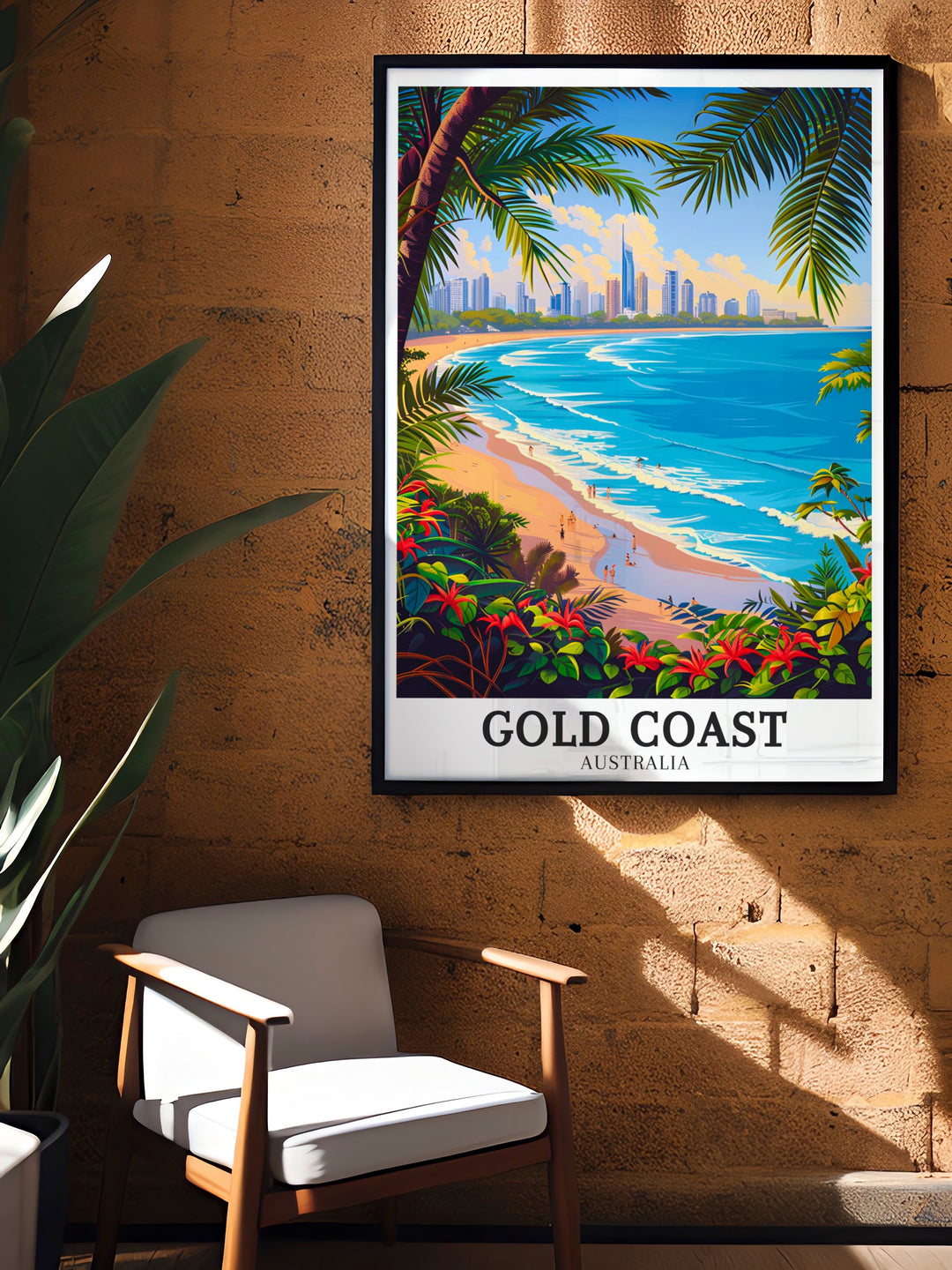 Capture the essence of Gold Coasts stunning beaches with this custom print. From the golden sands to the clear skies, this artwork celebrates the beauty of Queenslands coastal paradise. Perfect for anyone who loves the beach lifestyle, this piece adds a warm, inviting atmosphere to any room.