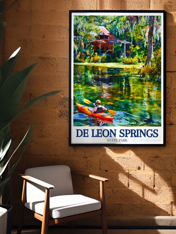 Lake George Travel Poster featuring the peaceful and expansive landscapes of Lake George State Forest, capturing the essence of Floridas natural beauty. This travel poster is perfect for those who love the outdoors and want to bring a piece of Floridas wilderness into their home.