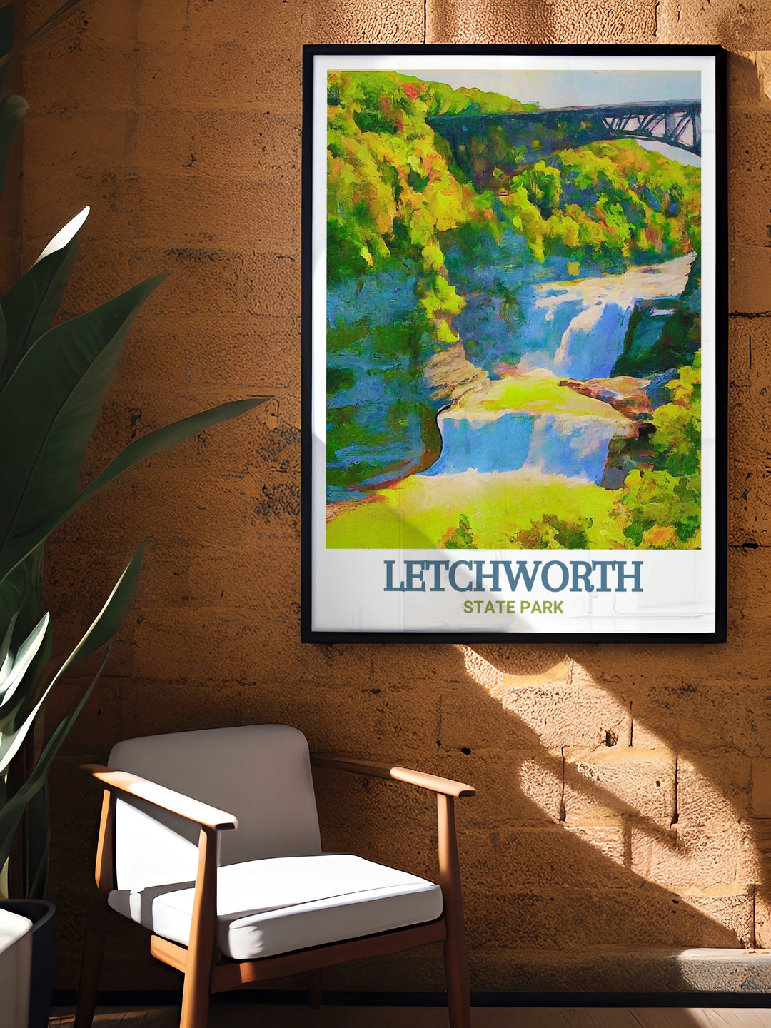 Travel poster of Upper Falls, showcasing the harmonious blend of powerful waters and lush greenery. This print captures the essence of Upper Falls beauty, making it a perfect gift for those who love nature and stunning landscapes.