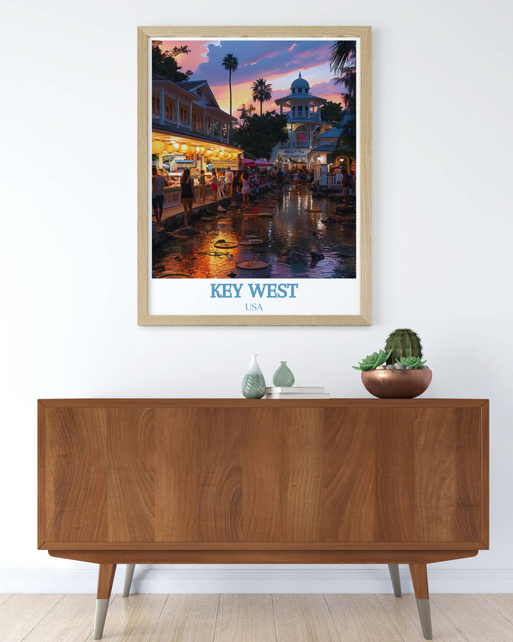 Vibrant Florida Wall Art depicting Mallory Square a wonderful addition to your collection of Florida Decor and Travel Art adding warmth and energy to your home.