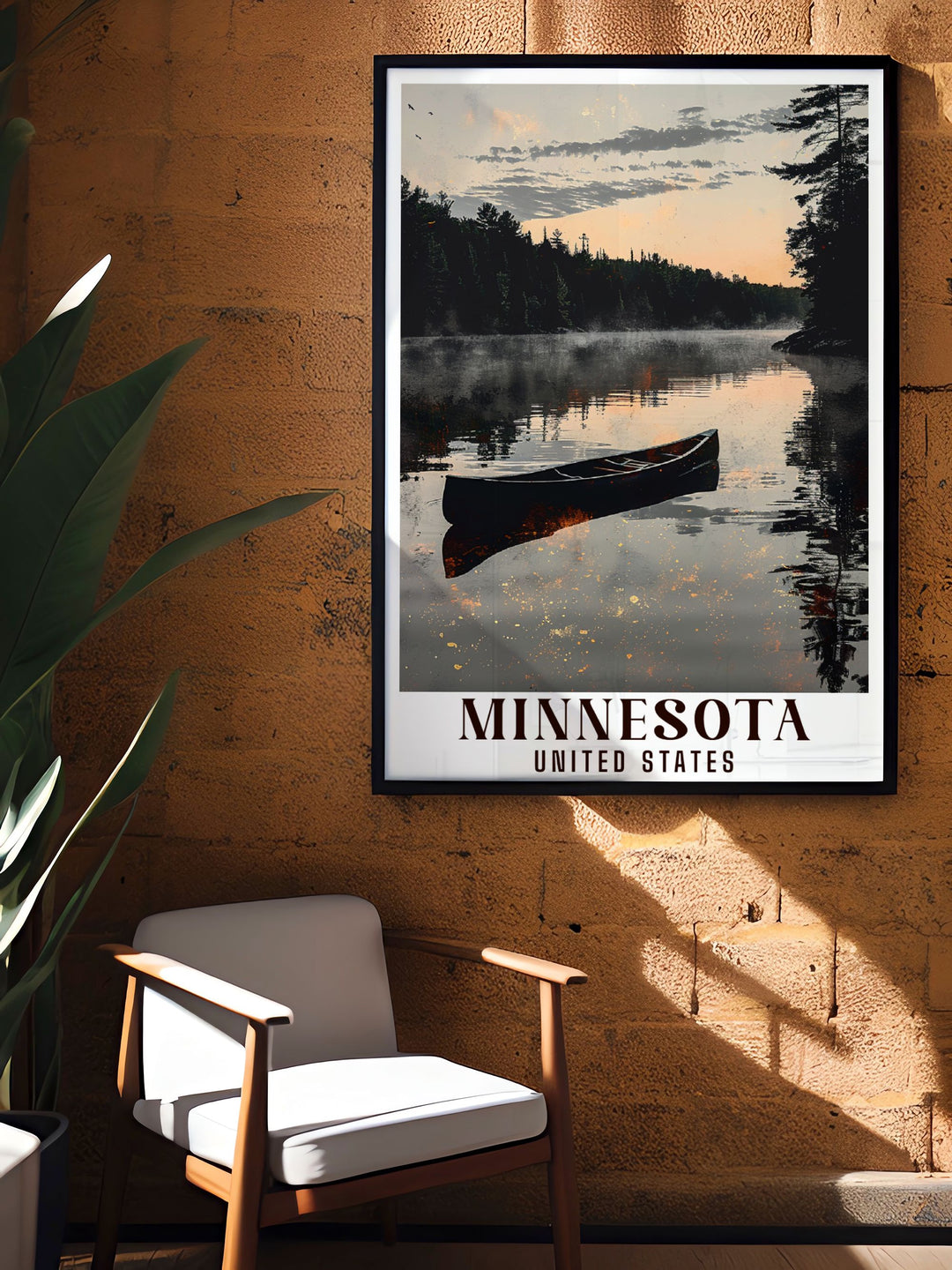 Minnesota Poster featuring the breathtaking Boundary Waters Canoe Area Wilderness an excellent choice for a Personalized Gift capturing the essence of Minnesotas serene and beautiful landscapes.