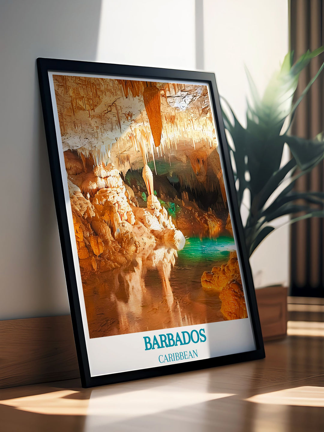 Caribbean Vintage Poster capturing the timeless charm and vibrant colors of Barbados, evoking a sense of nostalgia and wanderlust, perfect for those who appreciate the classic beauty of island life.