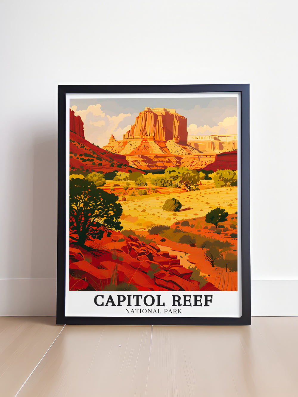 Capitol Reef Framed Art brings the dramatic landscapes of Red Rock Country to your home, showcasing Capitol Reefs iconic rock formations and vast open skies. This piece is ideal for nature enthusiasts and adventurers alike.