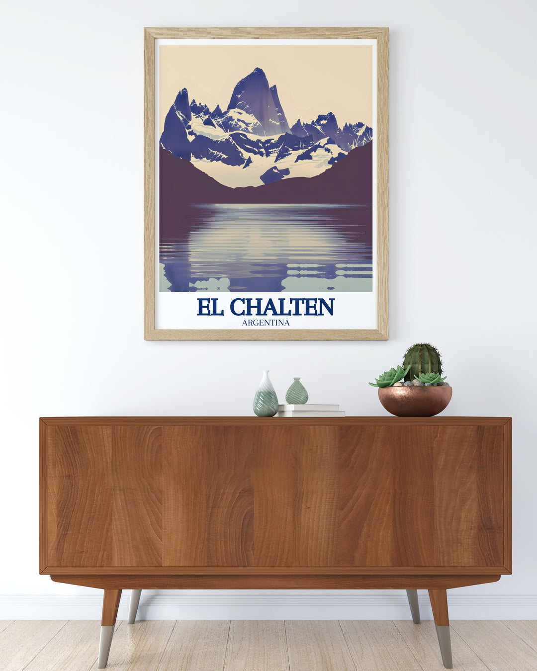 Celebrate the breathtaking beauty of El Chaltén with this vibrant Argentina Travel Poster. It showcases the magnificent peaks of Mount Fitz Roy and the serene Laguna de los Tres, ideal for any nature lovers wall.