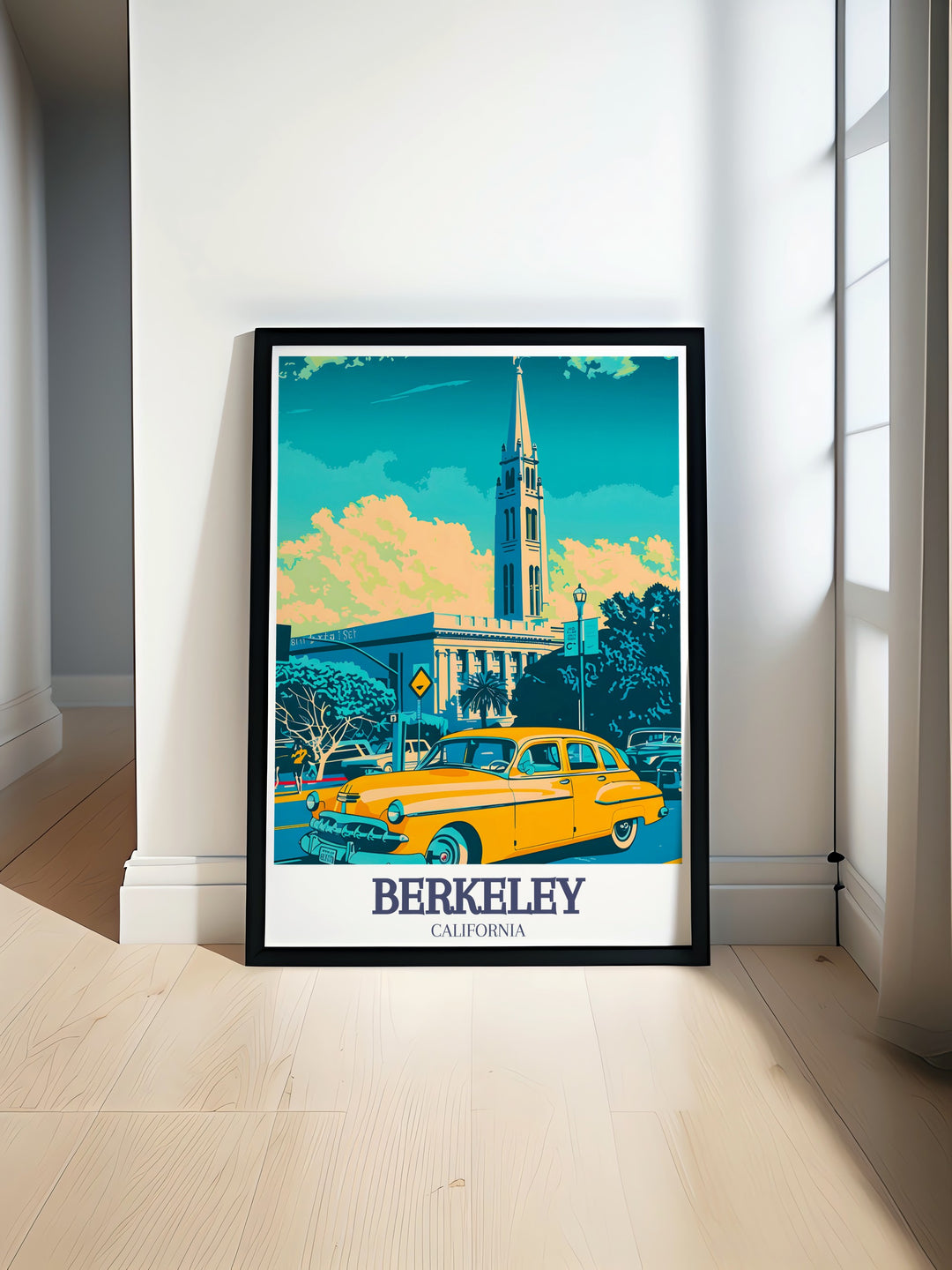 This Berkeley wall art is a celebration of the citys most beloved landmarks. The print features the Berkeley Hills and the iconic Campanile, adding a touch of Californias Bay Area charm to any room. Perfect as a gift or for personal decor, this poster captures Berkeleys distinct vibe.