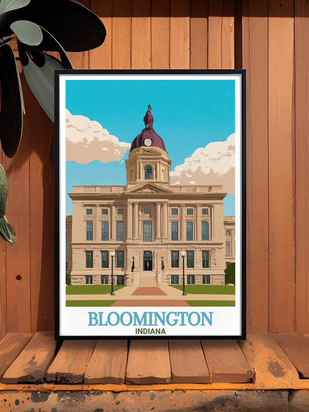 Monroe County Courthouse wall art designed to enhance your living space with the historical beauty of Bloomington Indiana ideal for home decor enthusiasts seeking elegant and sophisticated artwork