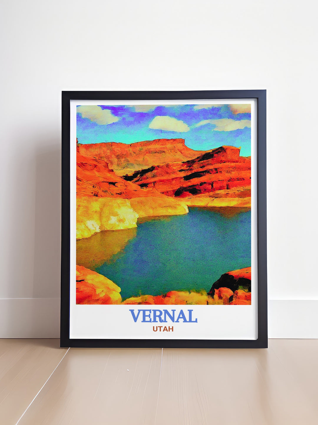 Vernal Poster showcasing the picturesque landscapes of Vernal, Utah, with a focus on its natural beauty and rich history. This Utah wall print is an excellent choice for those looking to add a piece of Utahs charm to their home. Perfect for gifting or personal collection.