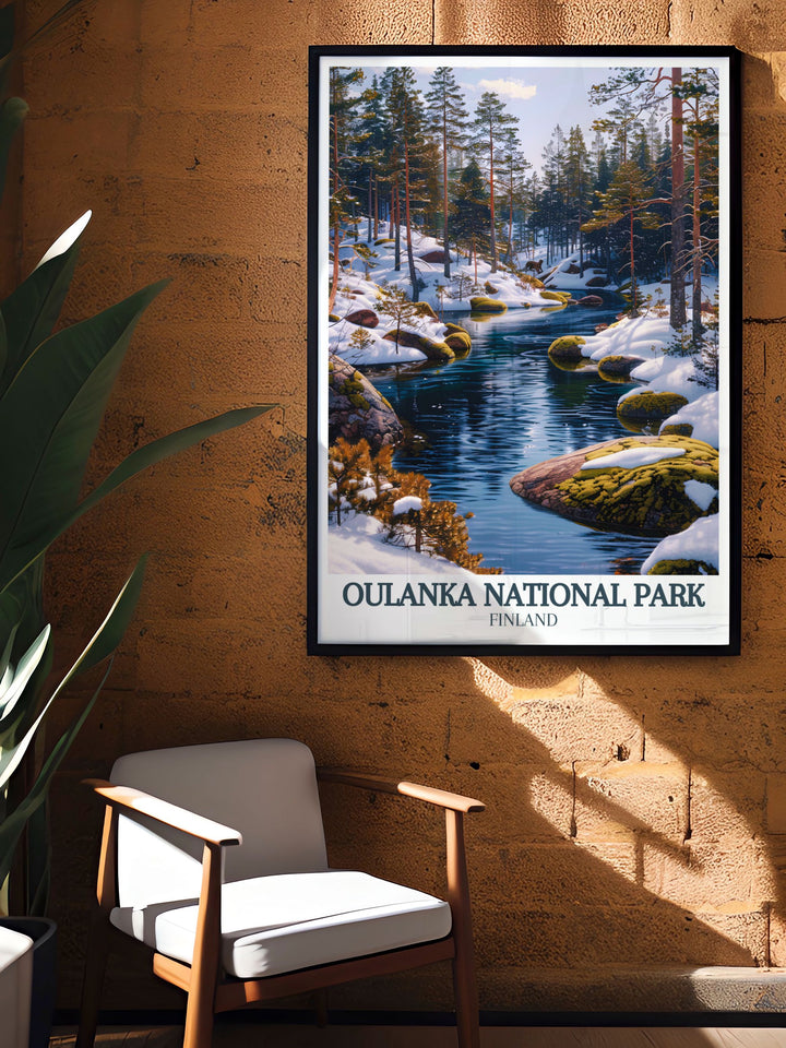 This Oulanka River and Kiutakongas Rapids wall art is perfect for those who appreciate the beauty of nature. The detailed illustration captures the essence of Finlands scenic landscapes, making it a standout piece for your living space or a unique gift for loved ones.