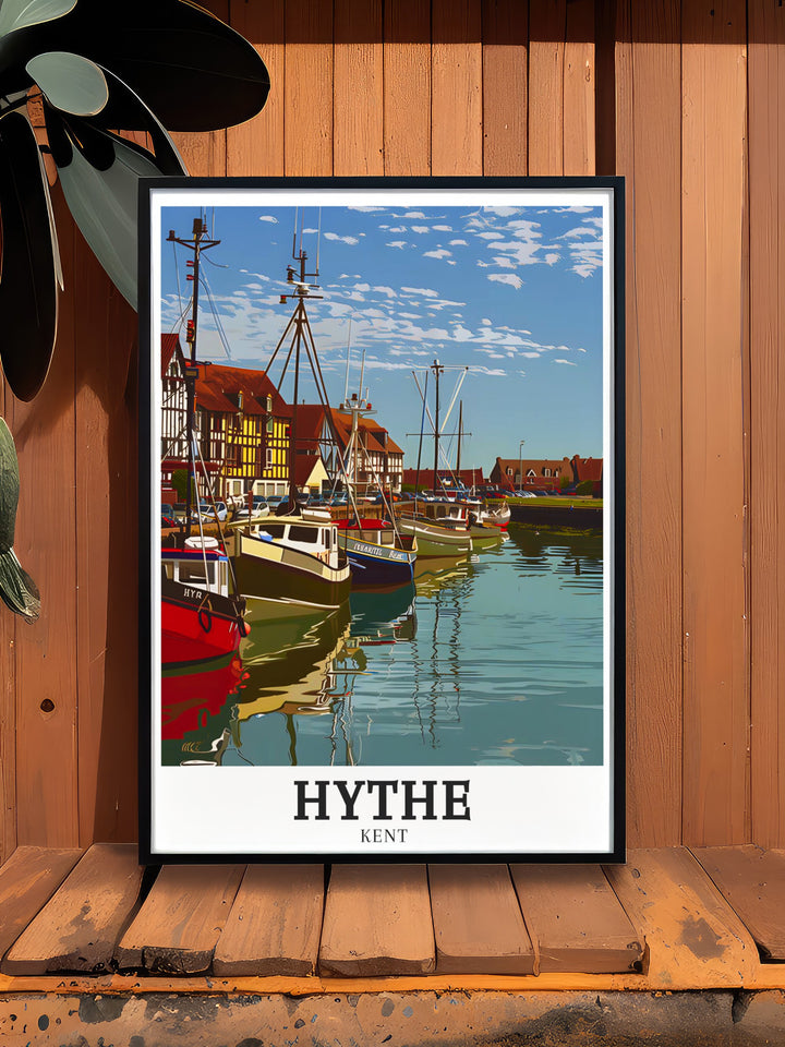 Add a touch of coastal elegance to your home with Hythe Harbour Southampton wall art. This stunning travel print showcases the charm of Kent and makes a perfect gift for anyone who loves nautical landscapes.