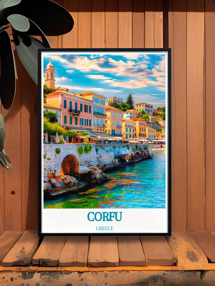 Stunning Corfu Greece print featuring Old Town ideal for living room decor