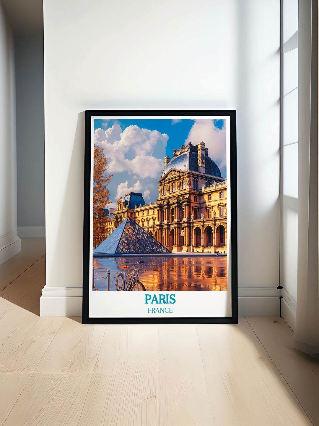 Colorful Paris Art Print featuring the iconic Louvre Museum. This vibrant Paris Wall Art brings a touch of elegance and charm to any living space. Ideal for modern home decor or as a thoughtful gift.