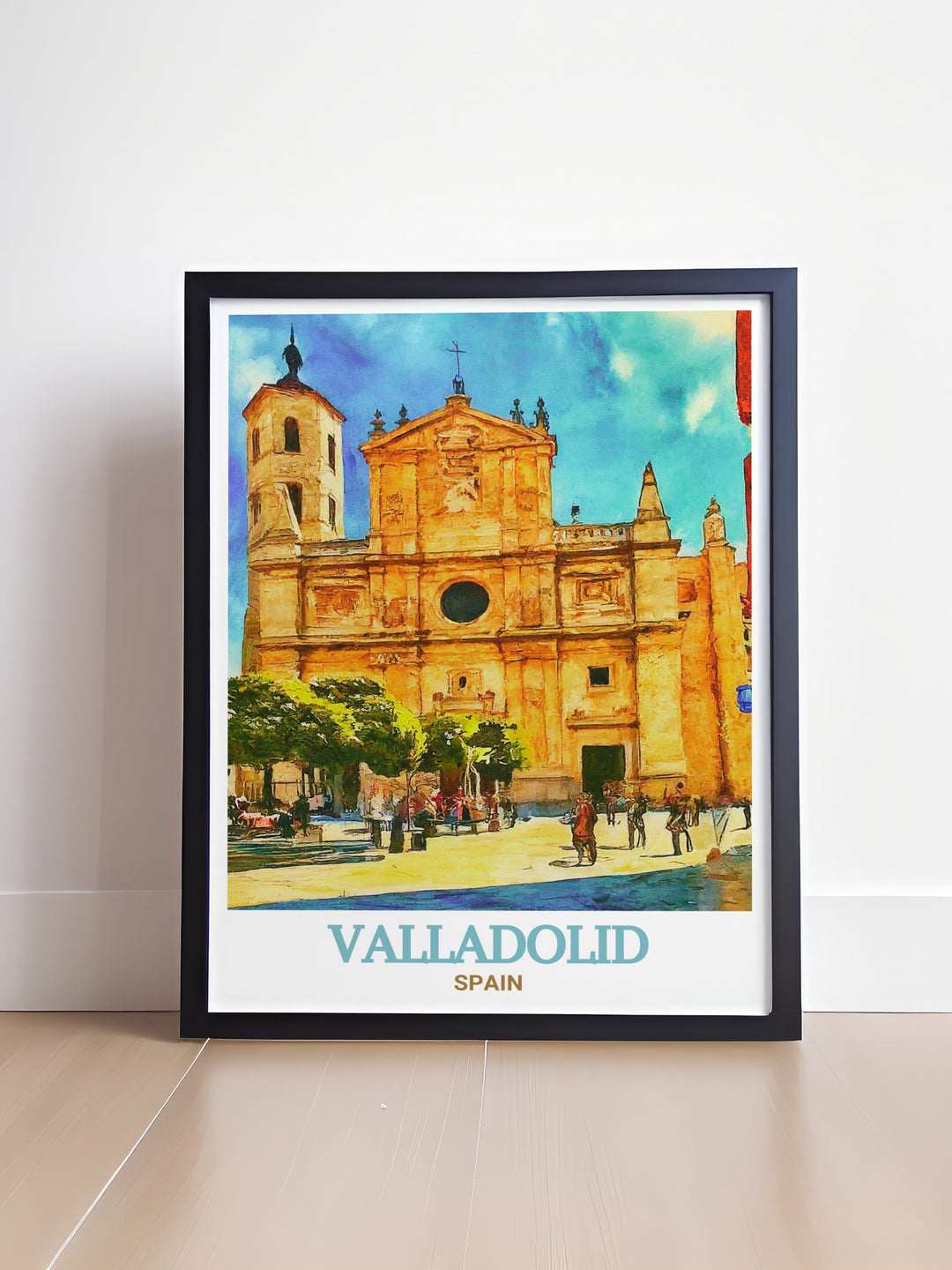 This Valladolid poster print beautifully captures the historic Cathedral of Valladolid, blending the architectural grandeur with the vibrant essence of Spain. The perfect addition to any home or office, this travel print brings a piece of Spanish history to your walls and serves as an ideal gift for travel enthusiasts.