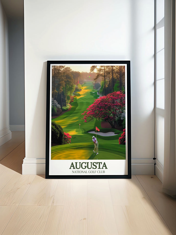 Augusta National golf course vintage poster print featuring Magnolia Lane Amen Corner ideal for personalized gifts and golf decor perfect for golf enthusiasts and collectors of Augusta art and Augusta National memorabilia
