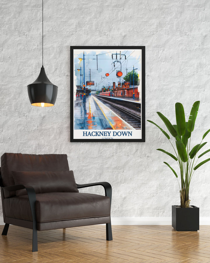 Featuring Hackney Downs Station, this art print highlights the unique architecture and significance of this local landmark, making it an ideal addition to any room.