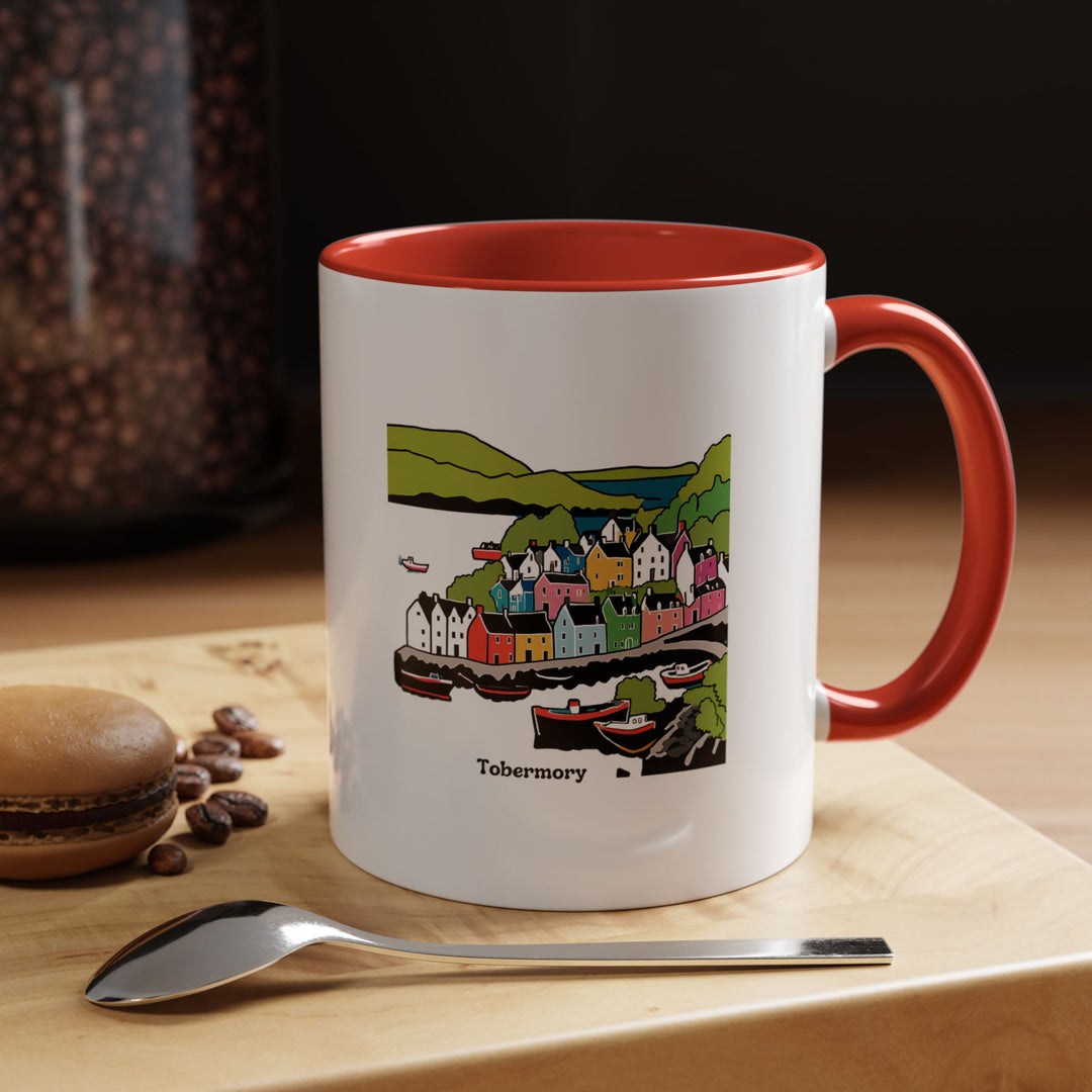 This Tobermory mug showcases the picturesque landscapes of the coastal town in vivid colors. Perfect for daily use, it is microwave safe and dishwasher safe. A practical and artistic mug that makes a meaningful gift or personal keepsake for lovers of travel and art.