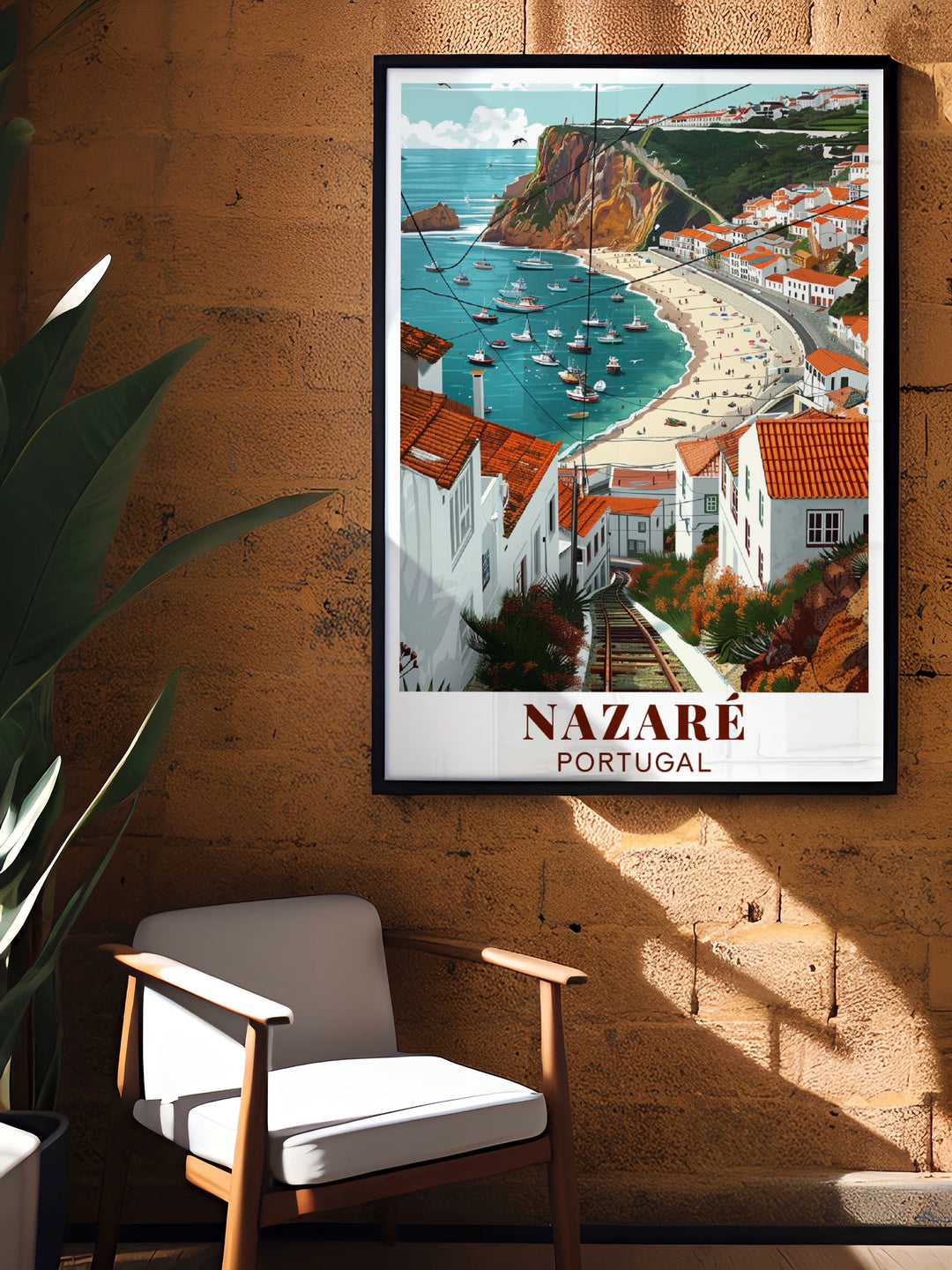 Gorgeous Nazare art print featuring Traditional Fishing Village perfect for those who appreciate Portugals coastal beauty a wonderful addition to your wall poster collection