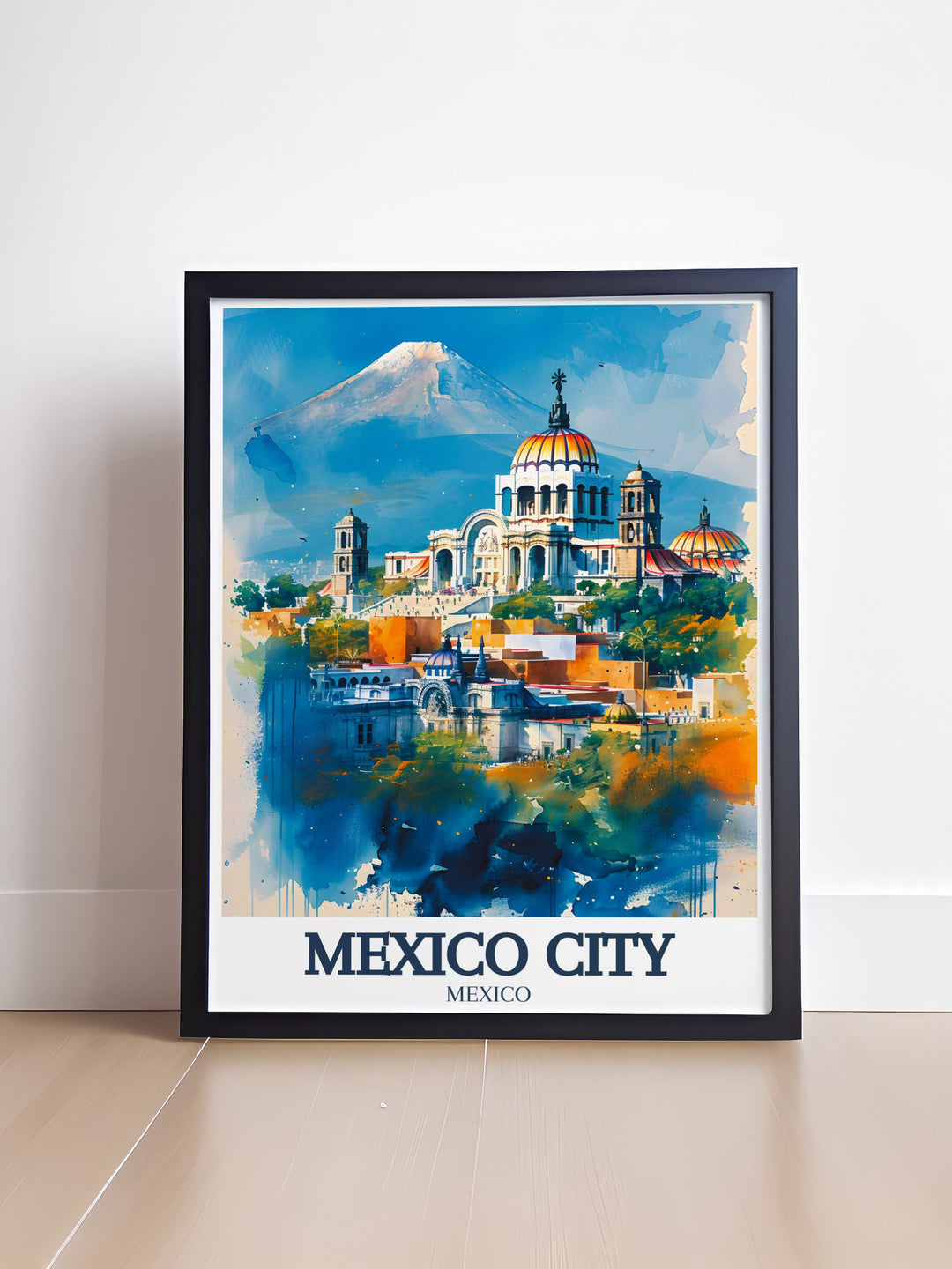 Beautiful Metropolitan cathedral Zocalo Chapultepec castle vintage print capturing the essence of Mexico City. This artwork highlights the architectural splendor and historical significance of these landmarks. A unique addition to any home or office decor.