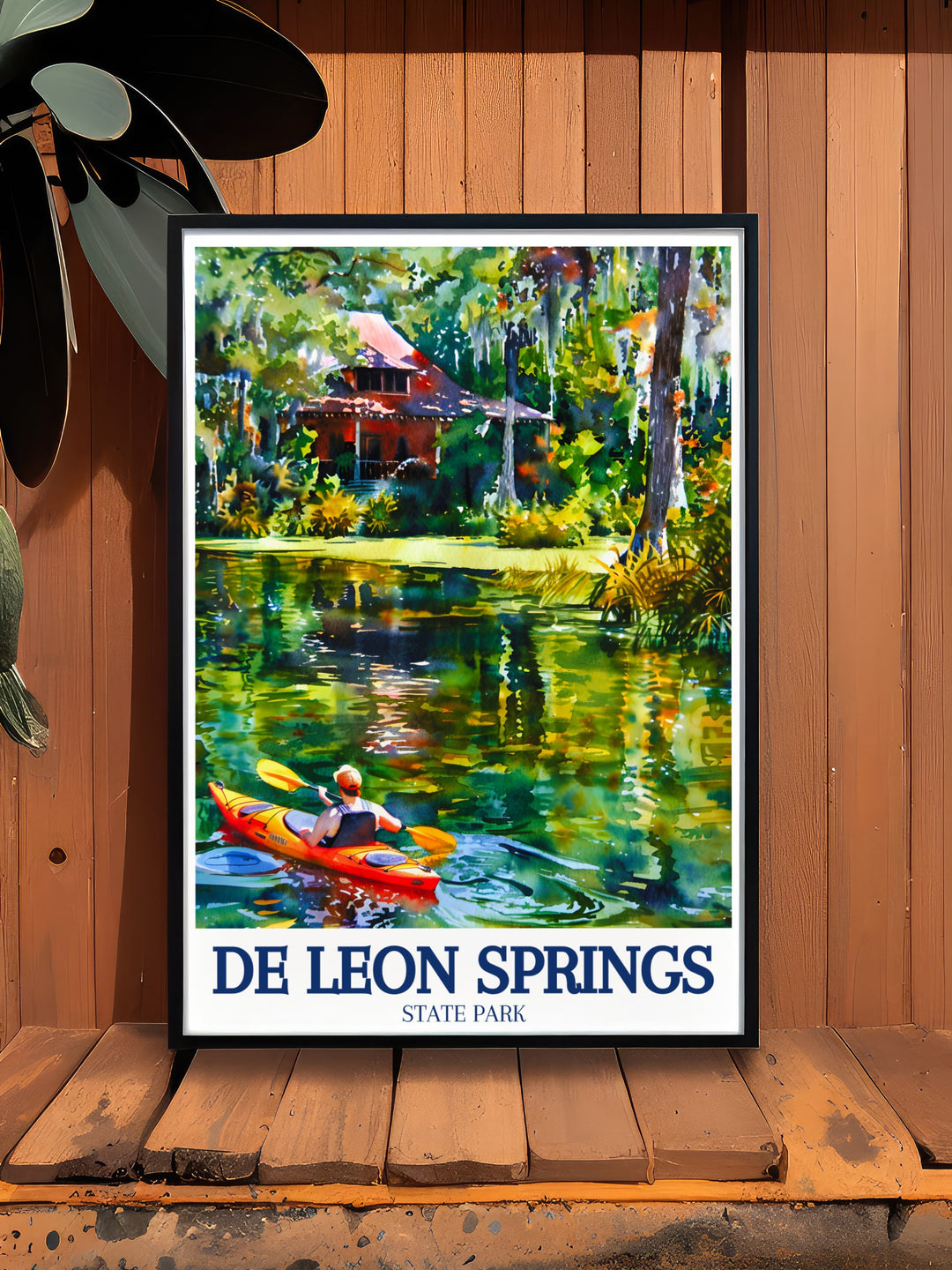 Volusia County Wall Print showcasing the rich and diverse landscapes of Volusia County, including the tranquil waters of De Leon Springs and the vast woodlands of Lake George State Forest. This wall print is designed to bring the beauty of Floridas natural environments into any interior space.