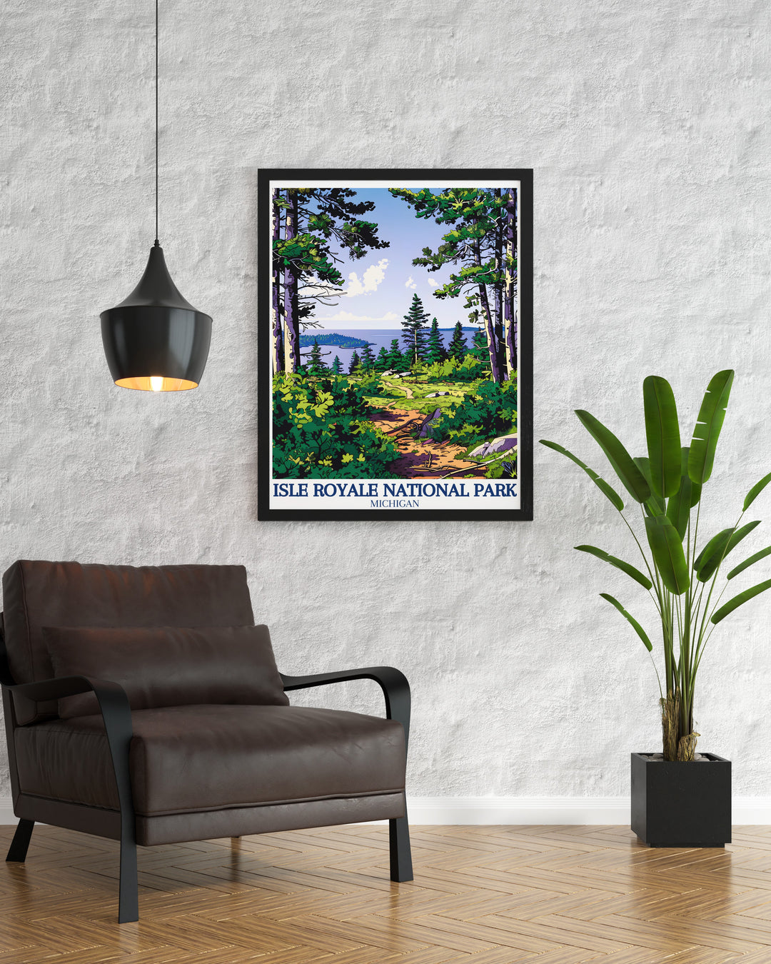 A stunning wall art piece showcasing the scenic views of Isle Royale and its surroundings. The tranquil atmosphere invites viewers to experience the magic of Isle Royale National Park, making it a perfect addition to any decor.