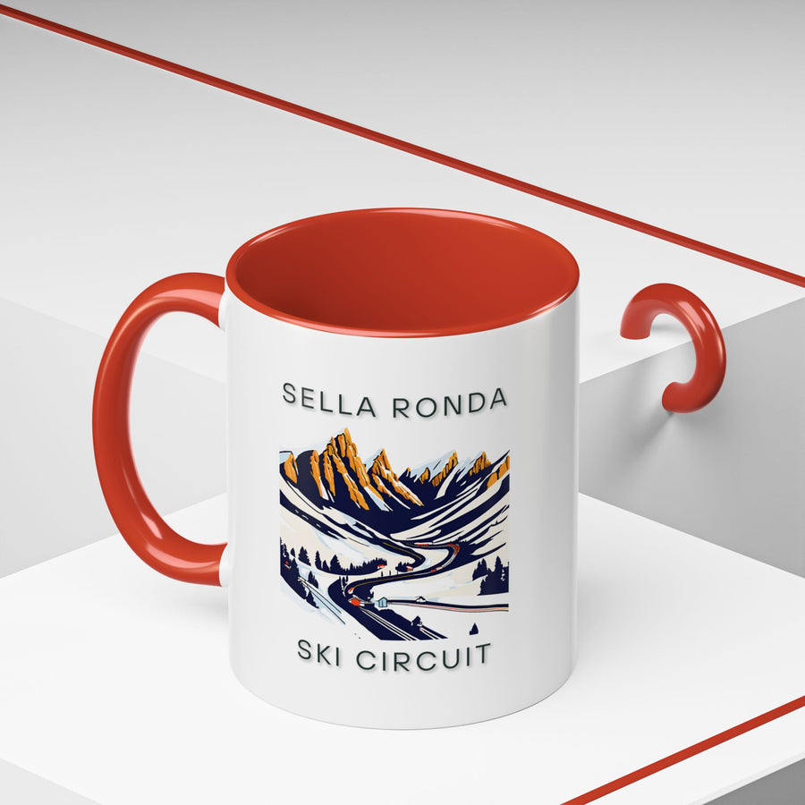 Celebrate the spirit of the Dolomites with this Sella Ronda mug featuring vibrant images of the regions natural wonders. Dishwasher and microwave safe, made from durable ceramic, ideal for coffee or tea lovers seeking a unique and artistic mug that captures the Sella Rondas essence.