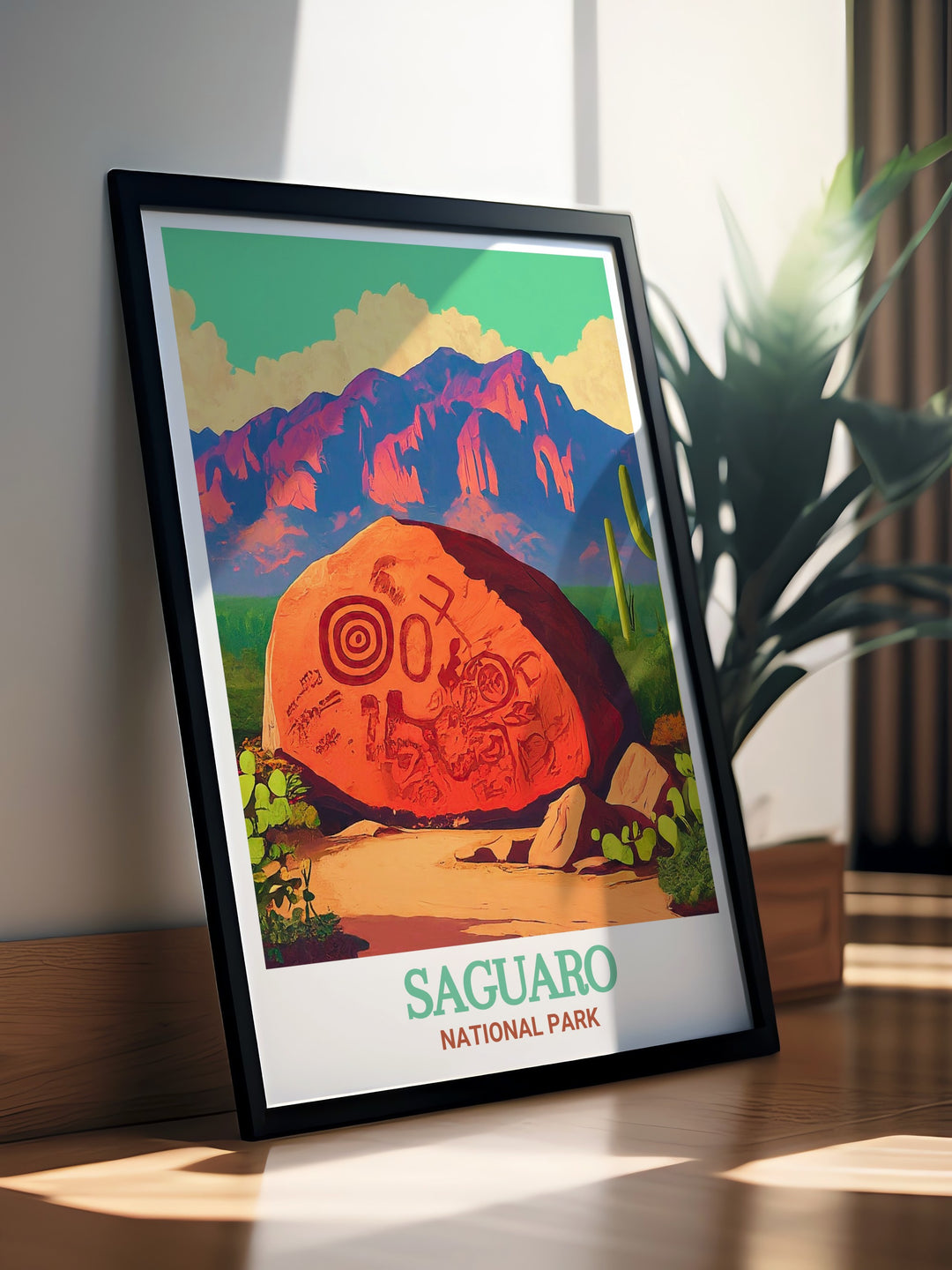 Experience the majesty of Saguaro National Park with this detailed Arizona wall art, showcasing the iconic saguaros and the breathtaking desert landscape, perfect for bringing the spirit of the American Southwest into your home decor.