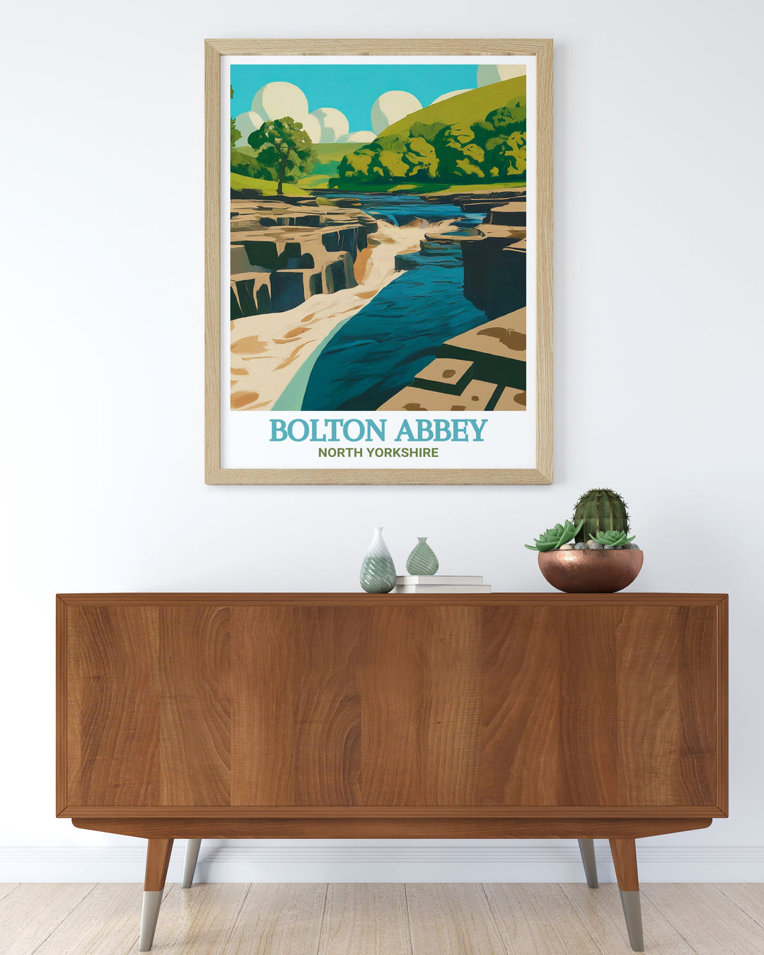 The Strid poster designed to bring the beauty of the Yorkshire Dales into your home showcasing the dramatic scenery of this iconic North Yorkshire location a must have piece for those who love National Park prints and UK travel art.