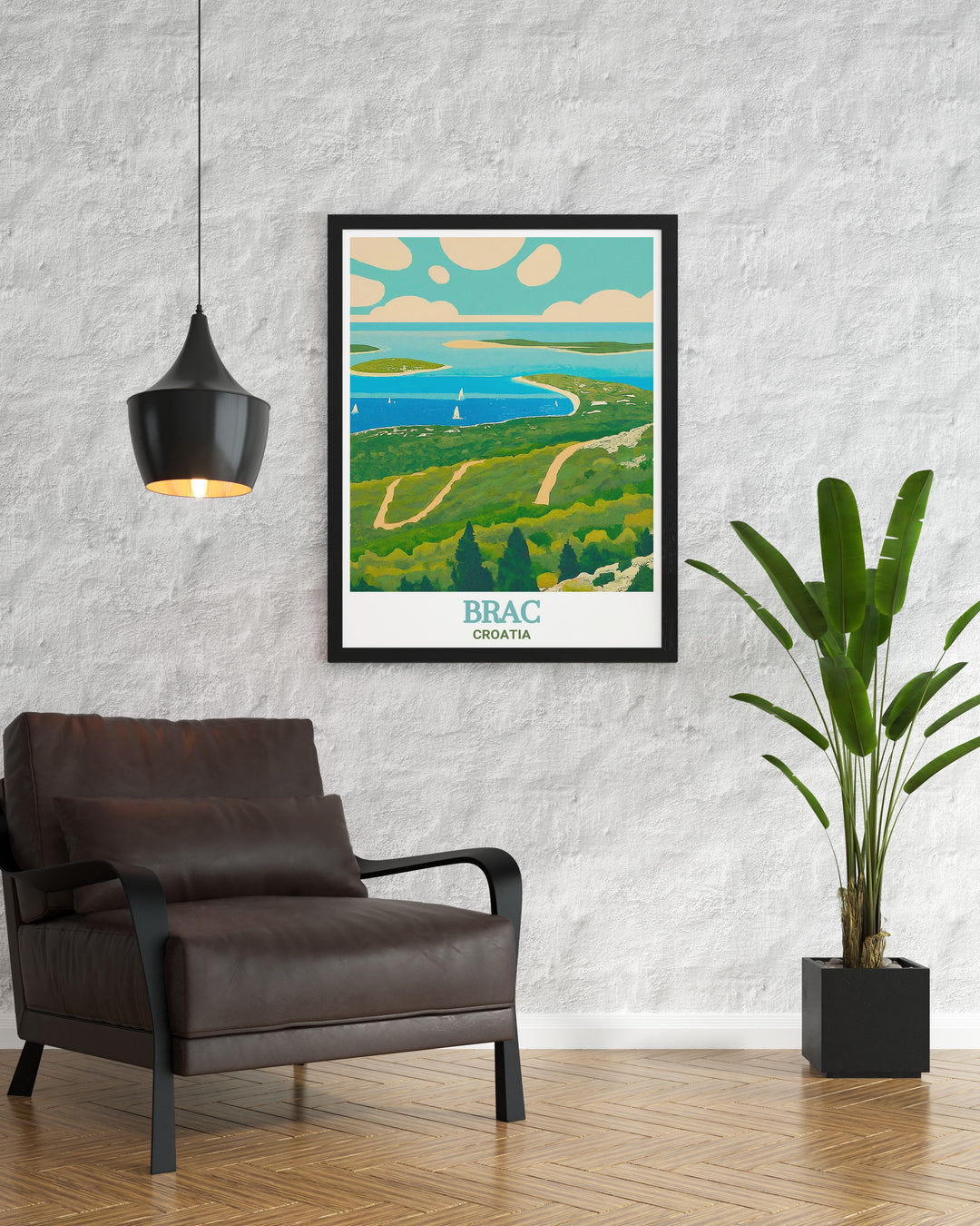 This Vidova Gora print captures the highest point of Brac Island, Croatia, in exquisite detail. The artwork emphasizes the peaks commanding views across the Adriatic, creating a visually striking addition to any decor